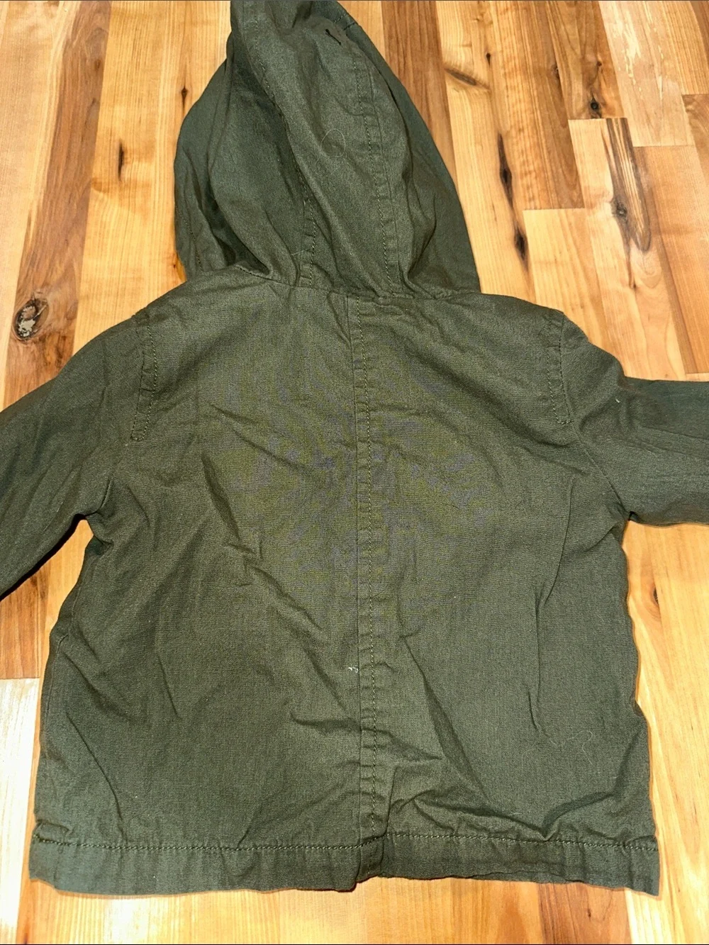 Old Navy Olive Green Hooded Kids Coat with Gray Lining